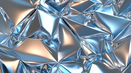 Shimmering Crumpled Metallic Surface Reflecting Light in Intricate Patterns and Textures