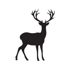 deer silhouette, wild deer silhouettes in flat style isolated on white background. Vector illustration
