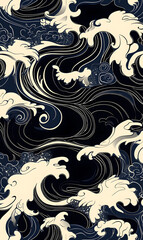 Japanese-style 2D illustrator doodle patterns for floor tiles and wallpaper