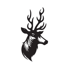 deer silhouette, wild deer silhouettes in flat style isolated on white background. Vector illustration