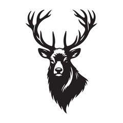 deer silhouette, wild deer silhouettes in flat style isolated on white background. Vector illustration