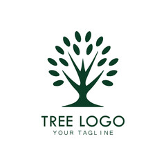 Tree icon concept of a stylized tree with leaves, lends itself to being used with text