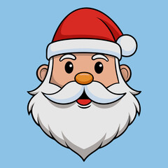 A cartoon representation of Santa Clauss face with a beard and a hat