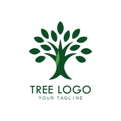 Obraz premium Tree icon concept of a stylized tree with leaves, lends itself to being used with text