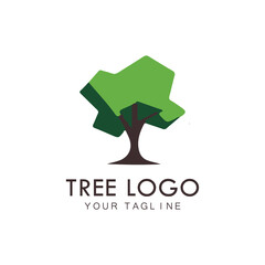 Tree icon concept of a stylized tree with leaves, lends itself to being used with text