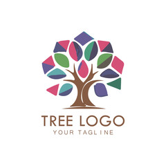 Tree icon concept of a stylized tree with leaves, lends itself to being used with text