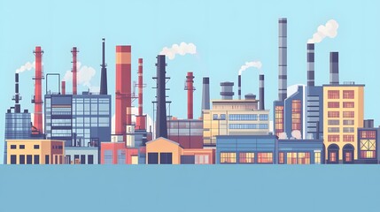 Obraz premium Industrial Complex with Tall Chimneys and Smoke