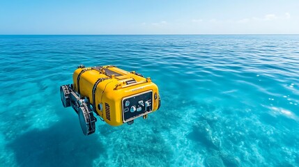 Robotic deep-sea mining operation using autonomous machines to extract valuable resources from the ocean floor, providing a new frontier in underwater resource exploration, 