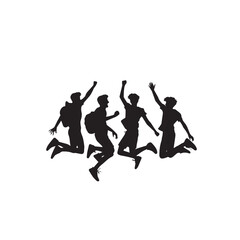 Obraz premium Friends enjoying silhouette. Friends group vector silhouette. Friendship day concept