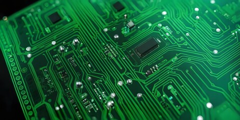Green Circuit Board with Intricate Pathways