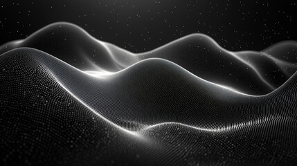 Obraz premium Grainy Abstract Black Poster Background with White Wave Design