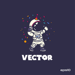 Birthday astronaut logo, vector, mascot, character, cartoon, illustration, eps10