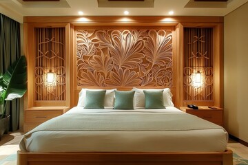 Exquisite Quilled Paper Filigree Luxury Hotel Suite with King-Size Bed - Symbol of Comfort and Style