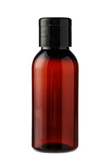 Dark amber plastic bottle with black cap suitable for beauty or personal care products