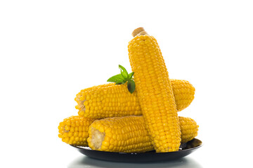 boiled sweet delicious corn in a plate