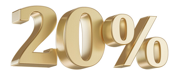 20 Percent Off Sale . Gold Number Promotion