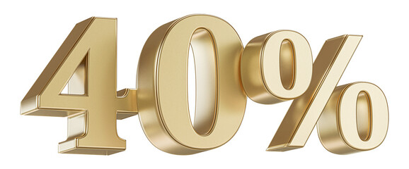 40 Percent Off Sale . Gold Number Promotion
