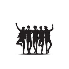 Friends group silhouette. Friendship day concept. Friends enjoying vector silhouette.