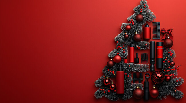 Hair accessories in the shape of a Christmas tree, created using Generative AI technology. - Powered by Adobe