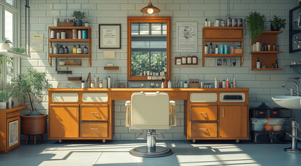 Salon of the hairdresser, created with the help of Generative AI technology.