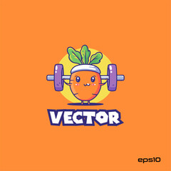 Carrot gym logo, vector, mascot, character, cartoon, illustration, eps10