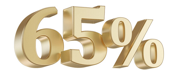 65 Percent Off Sale . Gold Number Promotion