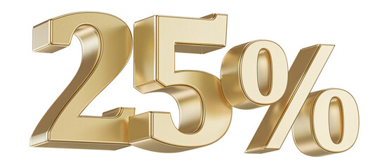 25 Percent Off Sale . Gold Number Promotion