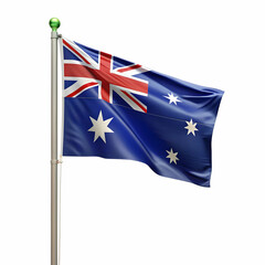 Fototapeta premium Australian flag with pole on white background