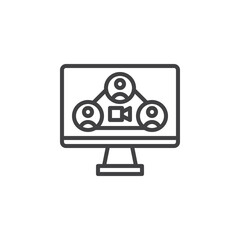 Online Study Group line icon