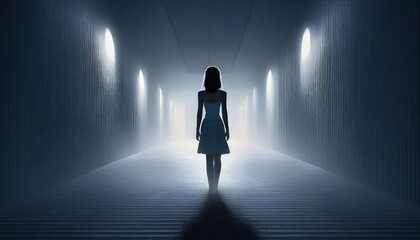 Obraz premium alone in the backrooms liminal space 3d render