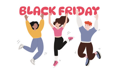 Happy People Jumping for Black Friday Event