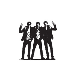 Friends group silhouette. Friendship day concept. Friends enjoying vector silhouette.