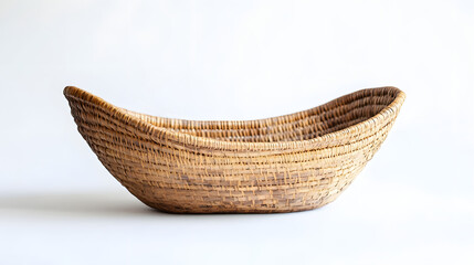 Obraz premium Isolated wicker basket with handles on white background