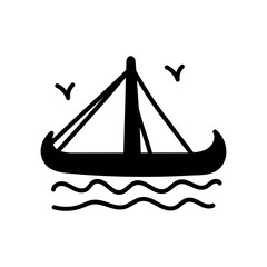 Viking Ship Glyph Icon, Vector illustration