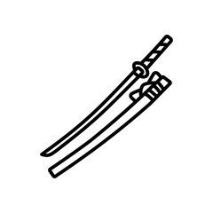 Samurai Swords Outline Icon, Vector illustration