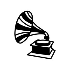 Vintage Gramophone Glyph Icon, Vector illustration