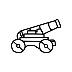 Big Gun Cannon Outline Icon, Vector illustration