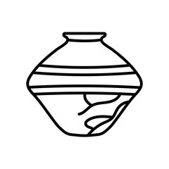 Clay Vase Outline Icon, Vector illustration