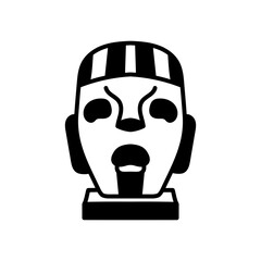 Aztec Mexican Mask Glyph Icon, Vector illustration