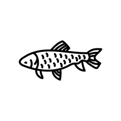 Fish Taxidermy Outline Icon, Vector illustration