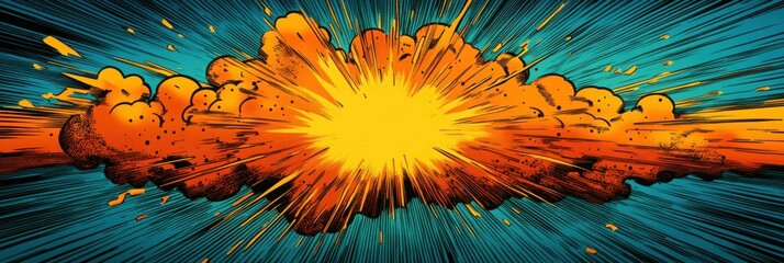 Vibrant comic book style clouds pattern with colorful bursts and dynamic pop art elements creating an energetic background suitable for various creative projects