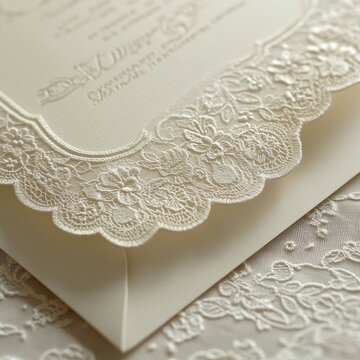 Elegant White Lace Wedding Invitation Envelope Detail