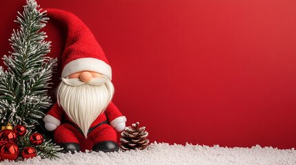 cute Santa Claus gnome merry christmas and happy new year background