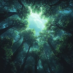 Canopy of Green Trees in a Forest