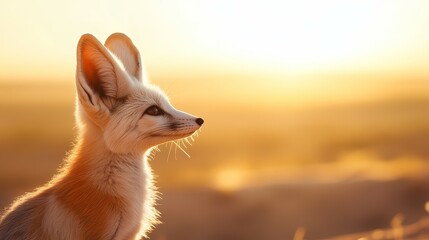 Fototapeta premium A serene fox silhouetted against a sunset, capturing the beauty of nature.