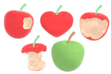 3d icon of variation of apple collage set