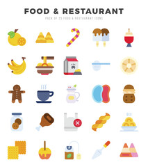 Food and Restaurant Flat icons. Vector Flat illustration.