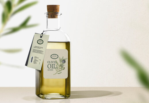Branding Olive Oil Bottle Label Mockup