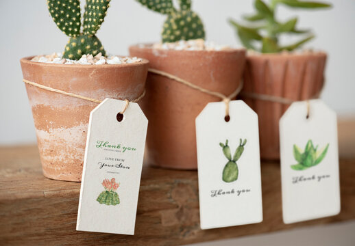 Cactus Pot Tags Mockup