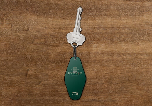 Flatlay Hotel Room Keychain Mockup